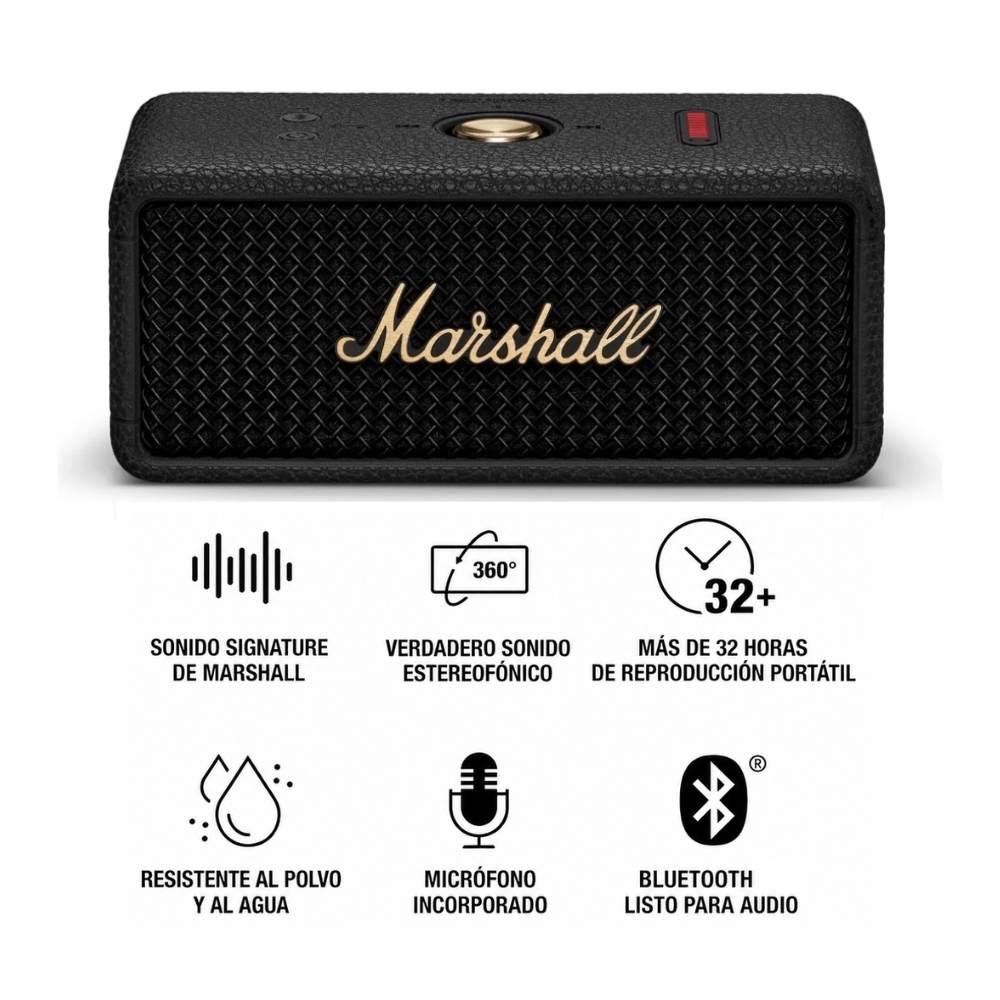 Imagen 2 del producto Parlante bluetooth Marshall Emberton III, 20W RMS, 32 horas de reproducción, IP67, Bluetooth 5.3, True Wireless, negro