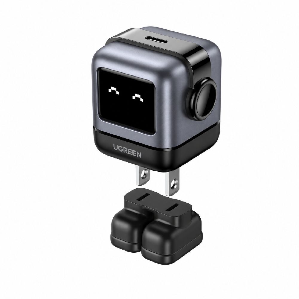 Cargador original UGREEN Robot GaN USB-C 30W, carga rápida, luz LED y patas magnéticas