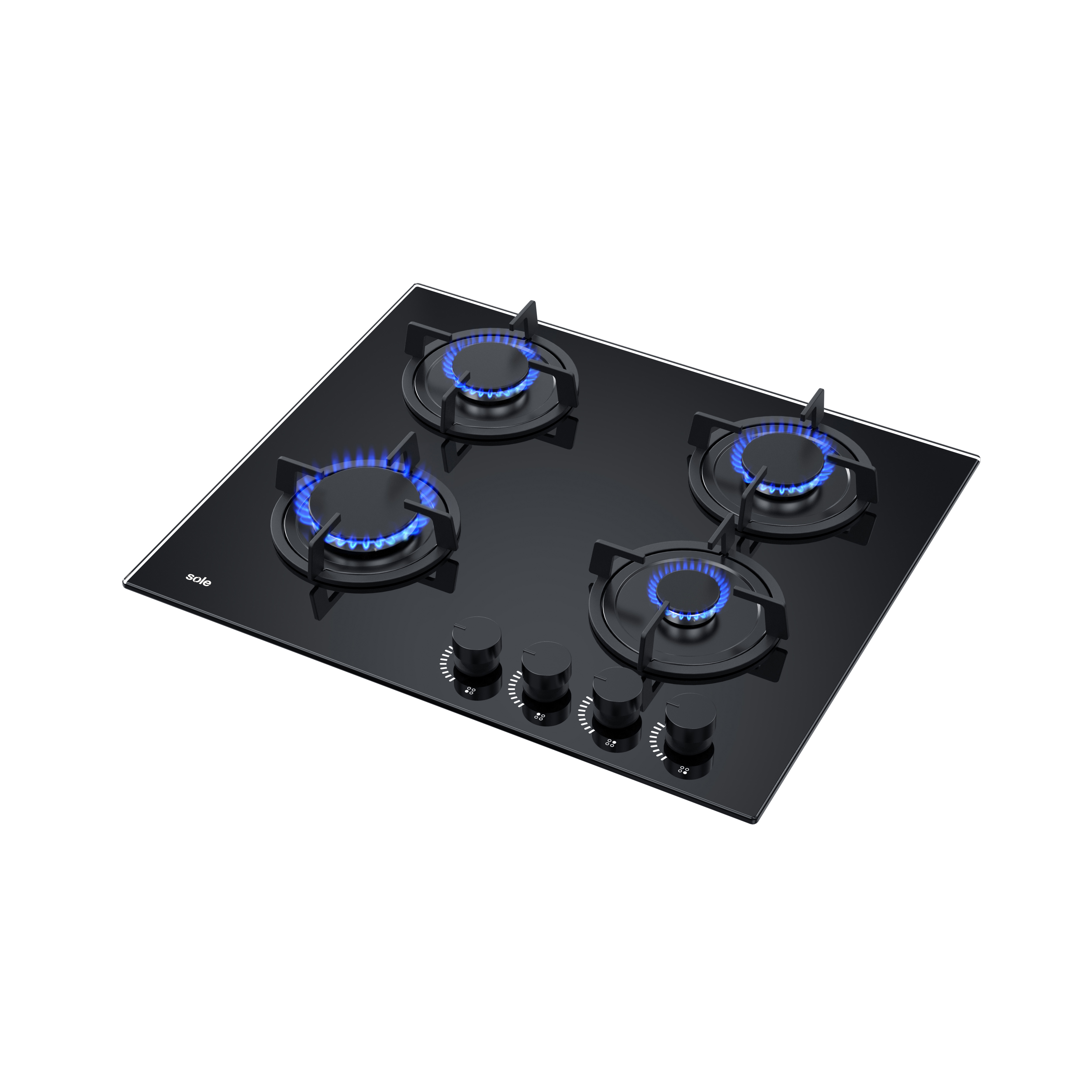Imagen 2 del producto Encimera Sole S-SOLCO049V2 60 cm, vidrio templado, 4 quemadores, gas, negro