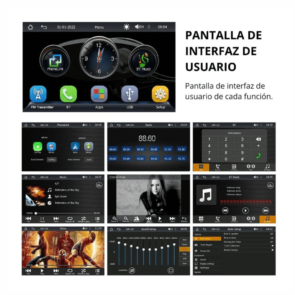 Imagen 2 del producto Autoradio SEISA QM-S9003R, pantalla LCD TFT, CarPlay, Android Auto, MirrorLink, Bluetooth, USB/AUX, cámara de retroceso, negro