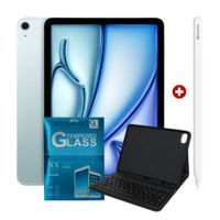 iPad Air 11"" 128GB, 12GB RAM, cámara principal 12MP y frontal 12MP, Chip M4, blue + Smart Keyboard Compatible + Apple Pencil Pro + Mica