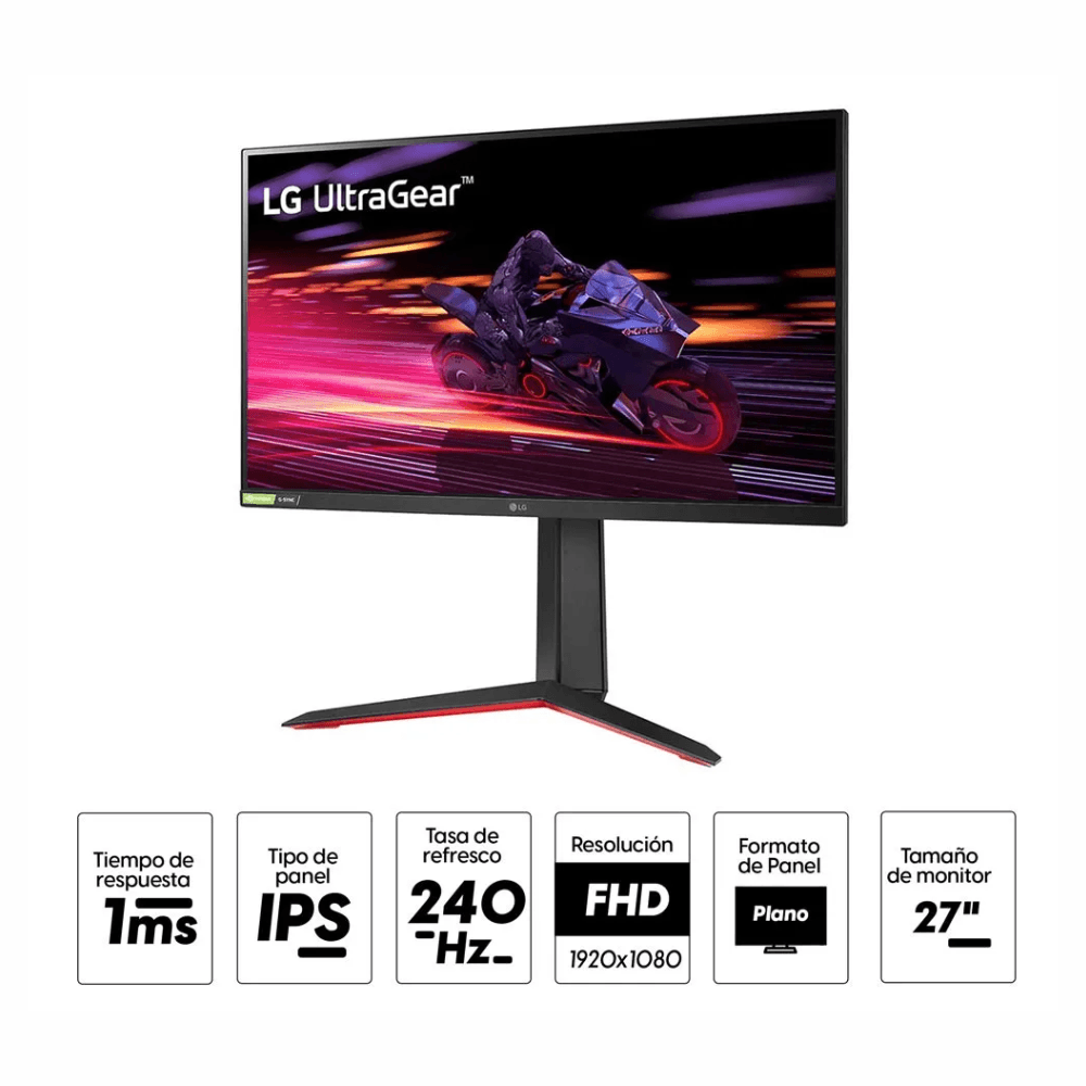 Imagen 2 del producto Monitor gamer plano LG 27GP750 27"", panel IPS, FHD, 240 Hz, 1 ms, 2 HDMI, DisplayPort, AMD FreeSync, negro