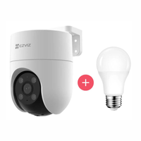 Cámara de seguridad EZVIZ H8C exterior Full HD 1080p Wi-Fi infrarrojo rotación 360°, blanco + Foco inteligente