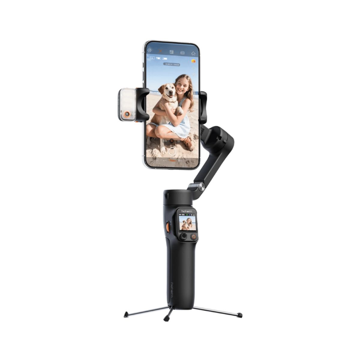 Imagen 2 del producto Estabilizador Hohem iSteady V3 Ultra para smartphone, 3 ejes, AI Tracker, Bluetooth 5.1, pantalla OLED, trípode, negro