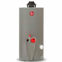 Termotanque Rheem, 114 litros, gas natural, tanque porcenalizado, válvula de drenado, gris