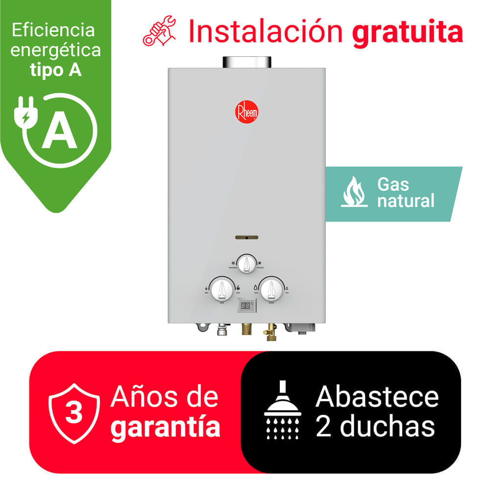 Imagen 2 del producto Terma a gas Rheem 10 litros, 2 puntos de abastecimiento, gris