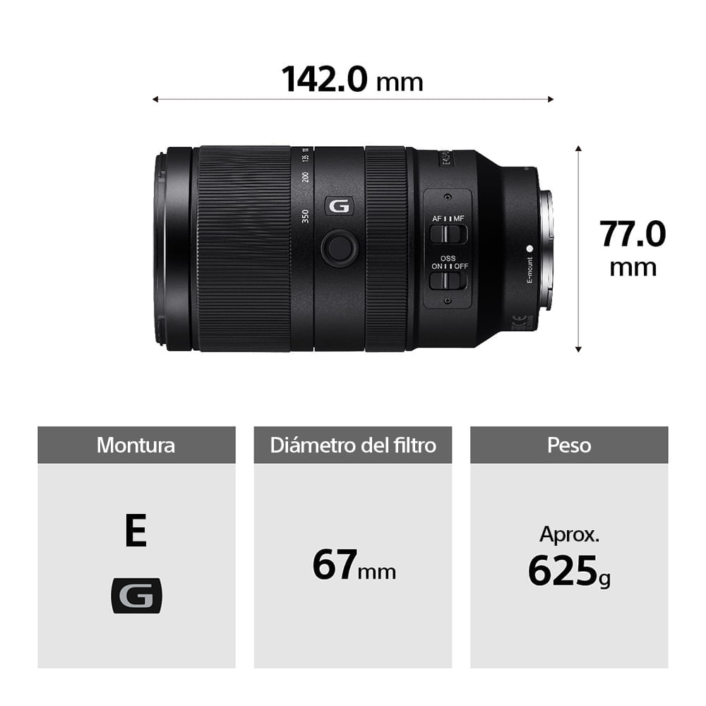 Imagen 2 del producto Lente Sony SEL70350G zoom superteleobjetivo, F4.5-6.3, montura E APS-C