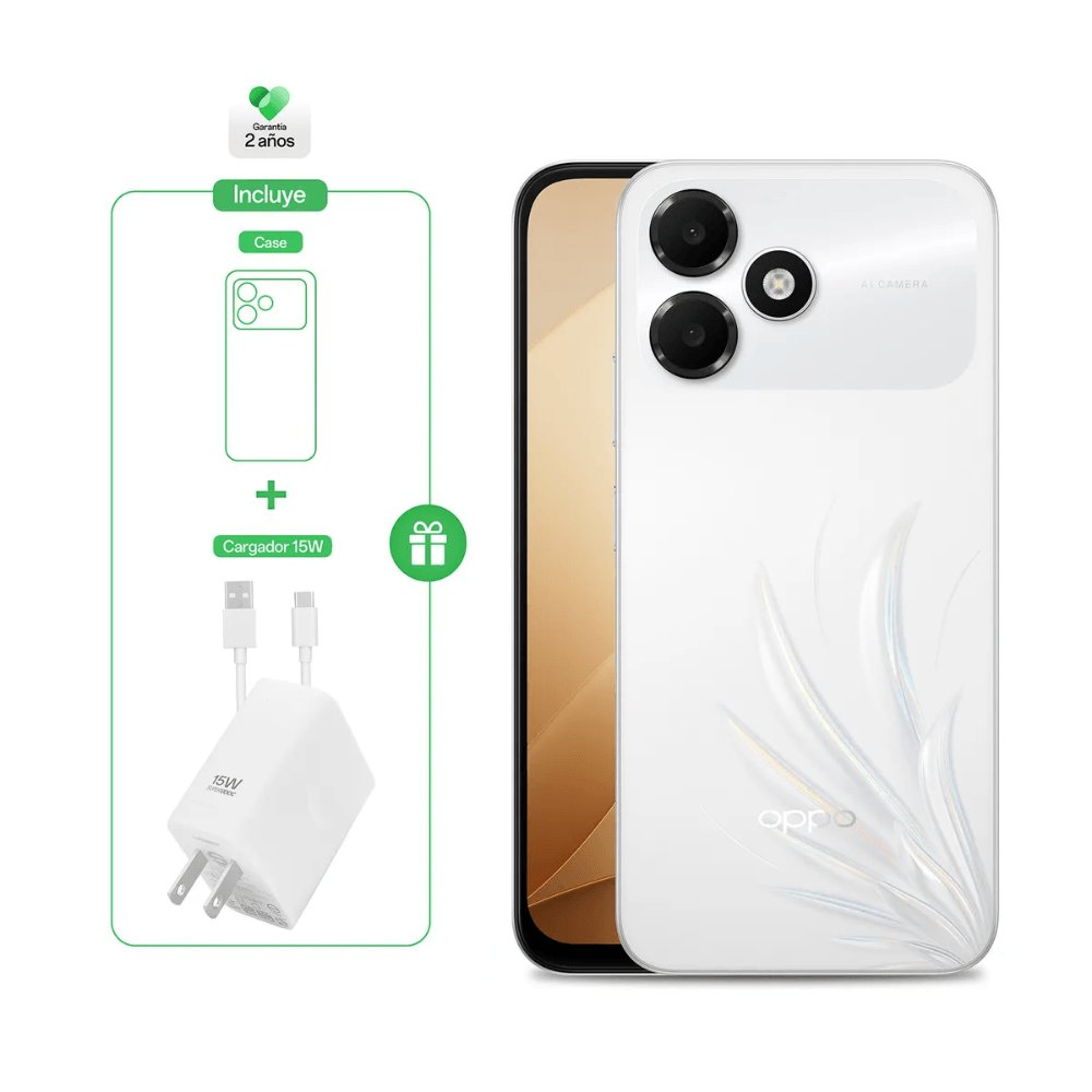Imagen 2 del producto Celular Oppo A6c 4G 128GB, 4GB RAM, cámara 13MP y frontal 5MP, pantalla 6.75"", blanco