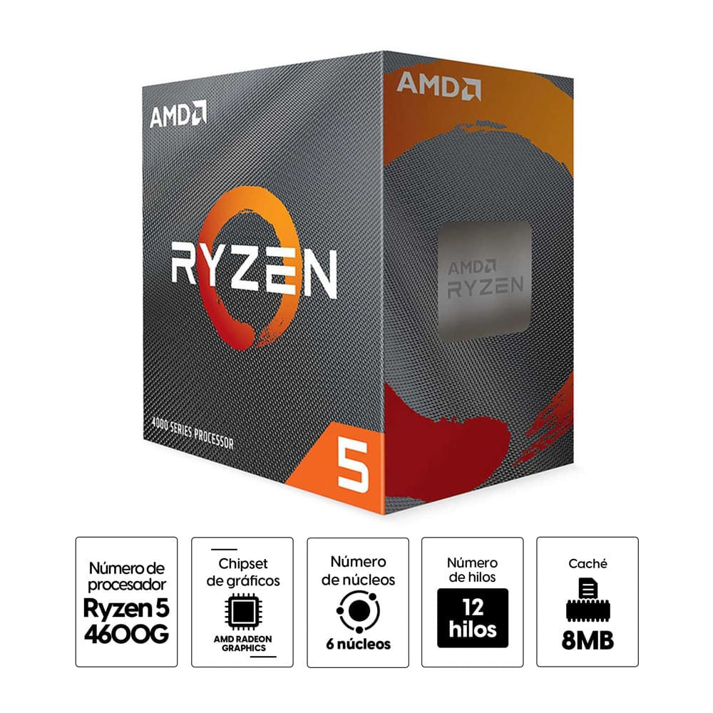 Imagen 2 del producto Procesador AMD Ryzen 5 4600G, 3.7Ghz, 6 cores, AM4 (reempacado)