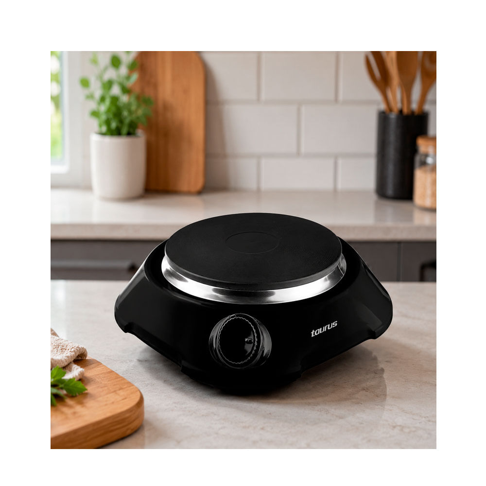 Imagen 2 del producto Cocina eléctrica Taurus Fenix de mesa, 1 hornilla, 1000W, control de temperatura, negro