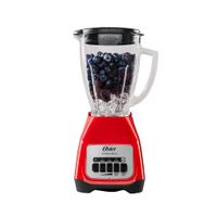 Licuadora Oster reversible, 1.5L, vaso boroclass, hasta 800W, 3 velocidades, pica hielo, roja