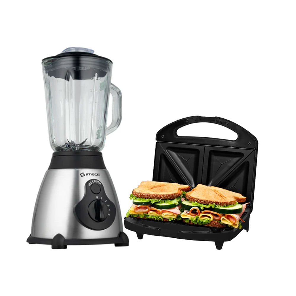 Imagen 2 del producto Combo Imaco 5 en 1: licuadora 1.5L 450W, arrocera 1.2L, cafetera, hervidor y sandwichera