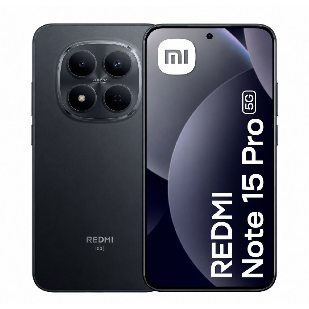 Celular Xiaomi Redmi Note 15 Pro 5G 256GB, 8GB RAM, cámara 200MP y frontal 20MP, pantalla 6.83", chip + eSIM, negro + cargador 45W