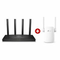 Combo: Router TP-Link Archer AX12 Wi-Fi 6 AX1500 doble banda, 4 antenas, Gigabit + extensor TP-Link RE205 AC750