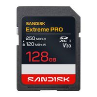Memoria SD Sandisk Extrem Pro 128GB, clase 10 U3 V30, 250 MB/s, 120 MB/s
