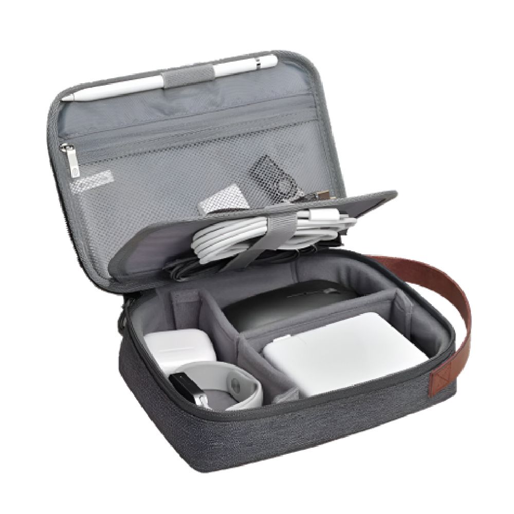 Imagen 2 del producto Estuche organizador Roadtrip L, 18 x 16 x 7 cm, rígido, nylon, gris