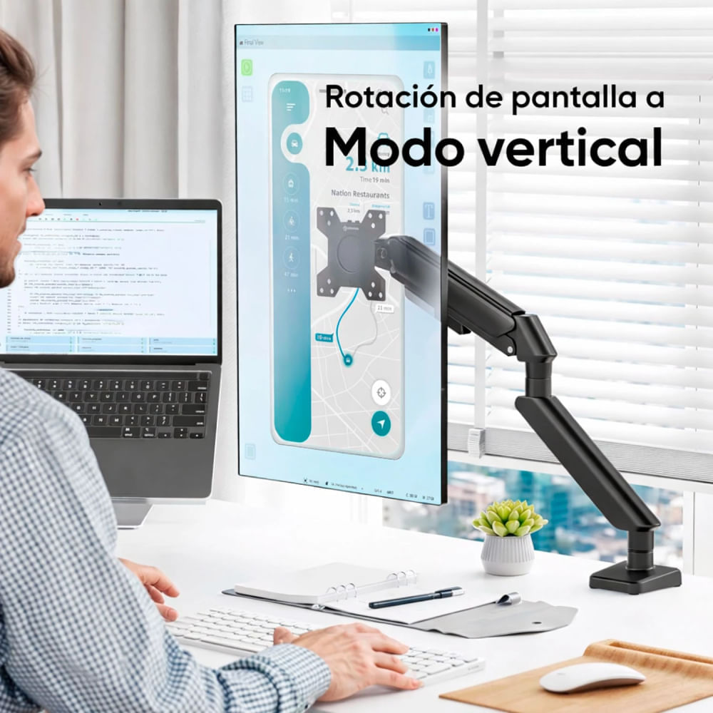 Imagen 2 del producto Rack Soporte para monitor de escritorio Xtrike Me HT-20, para 1 monitor 13""- 32"", rotación 360°, flexible, negro