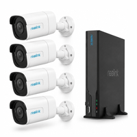 Kit de 4 cámaras de seguridad Reolink P320 5MP PoE, visión nocturna, audio integrado, acceso remoto y NVS8-NVR, blanco