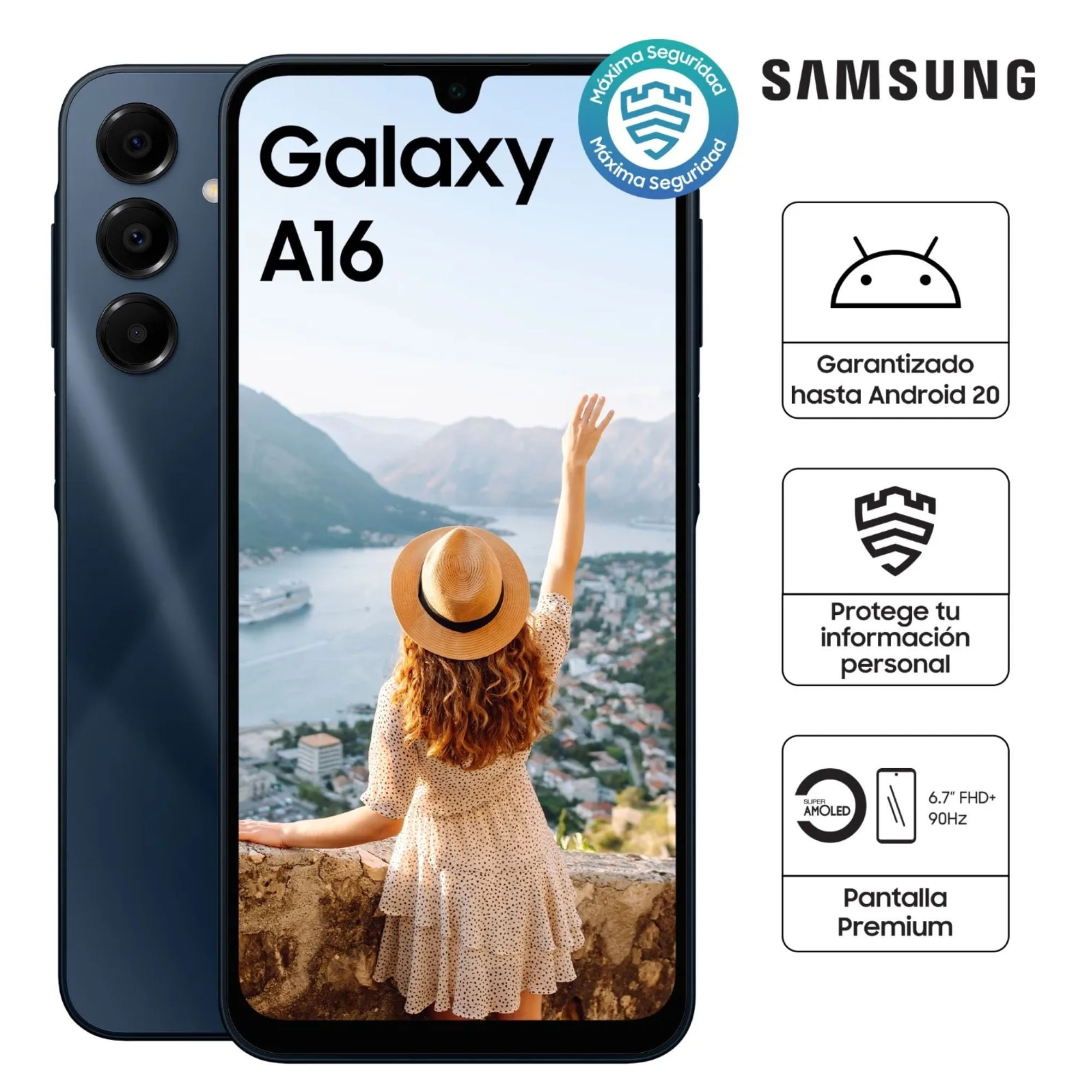 Imagen 2 del producto Celular Samsung Galaxy A16 4G 128GB, 4GB RAM, cámara 50MP y frontal 13MP, pantalla 6.7"", negro
