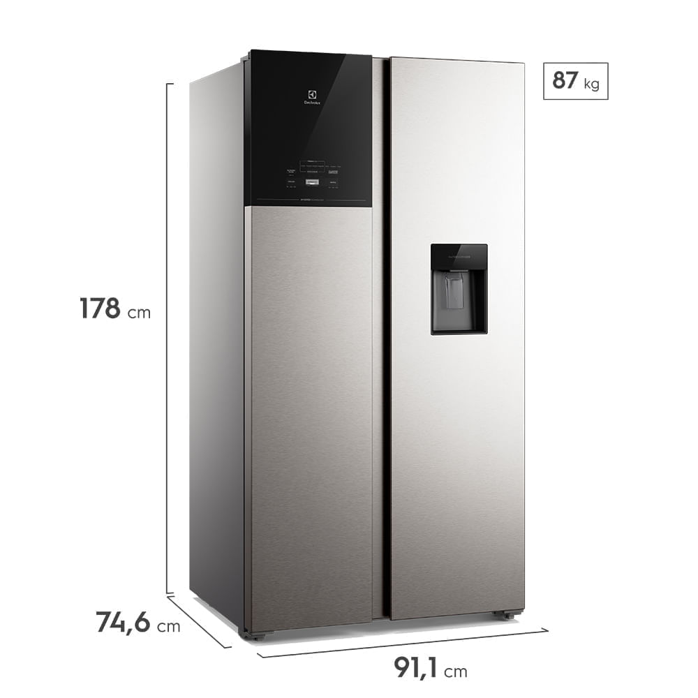 Imagen 2 del producto Refrigeradora Electrolux Frost Free Inverter 611L Efficient con AutoSense Side by Side Inox Look (ERS65F2P5BI)