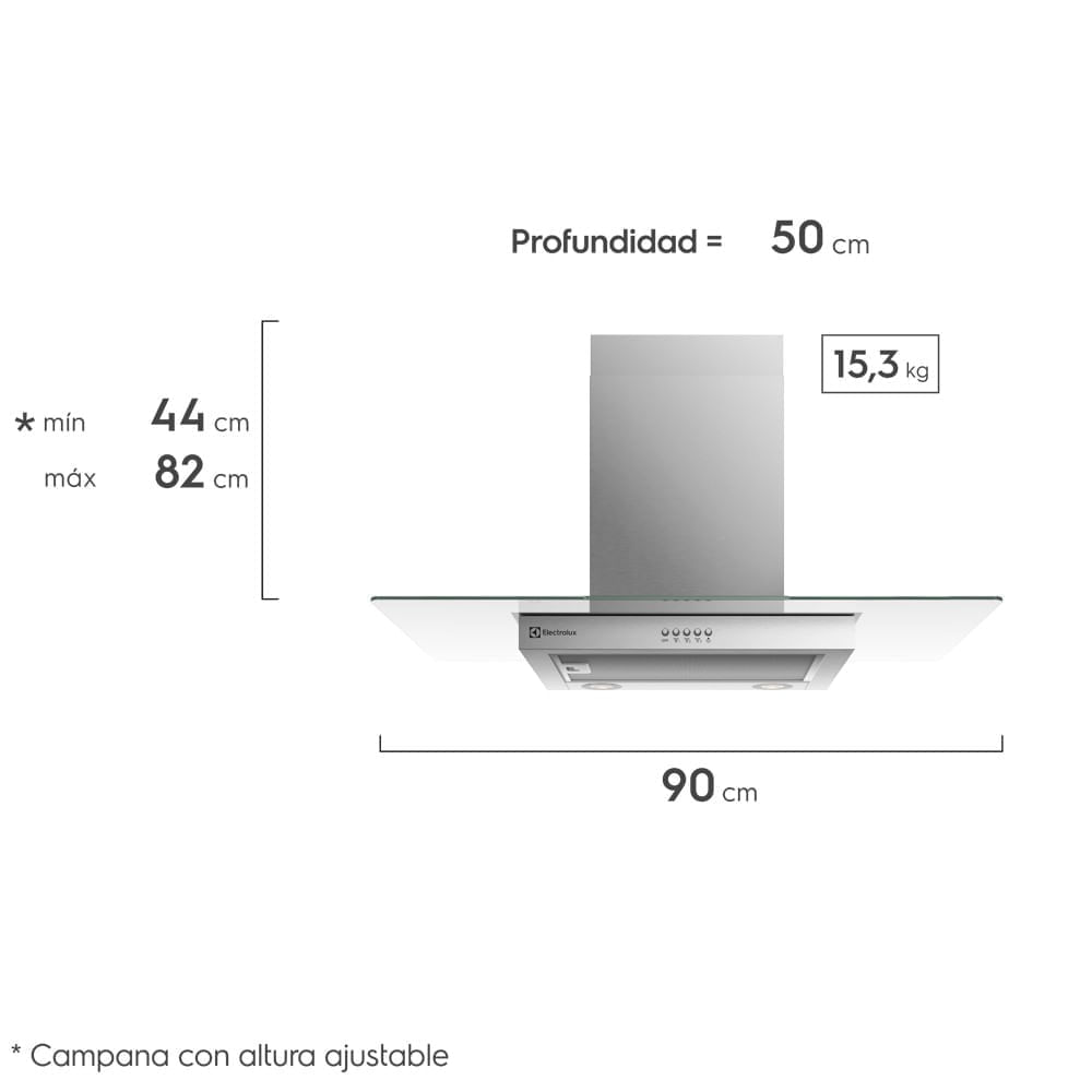 Imagen 2 del producto Campana extractora Electrolux CE9VX acero inoxidable, 3 velocidades, LED, filtración dual, pared, para 5-6 quemadores