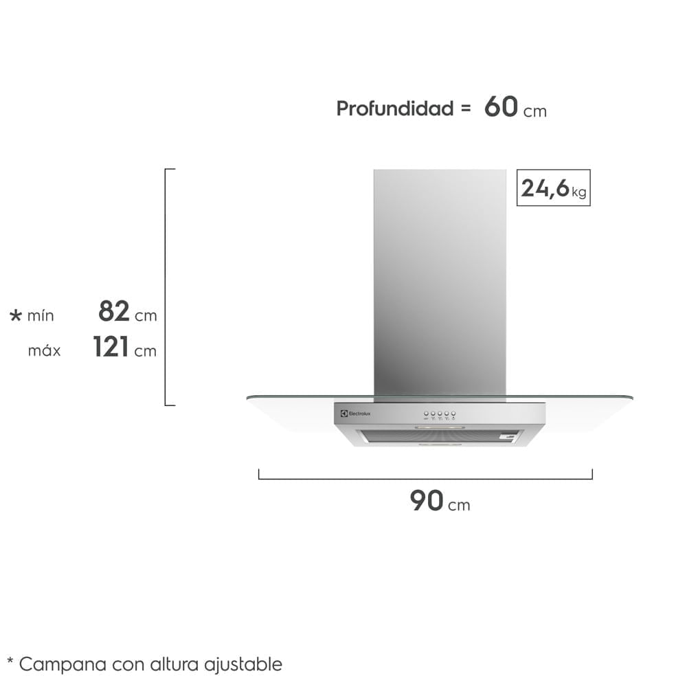 Imagen 2 del producto Campana extractora de isla Electrolux CE9IX 90cm, acero inoxidable, 3 velocidades, LED, filtración dual, función 2 en 1