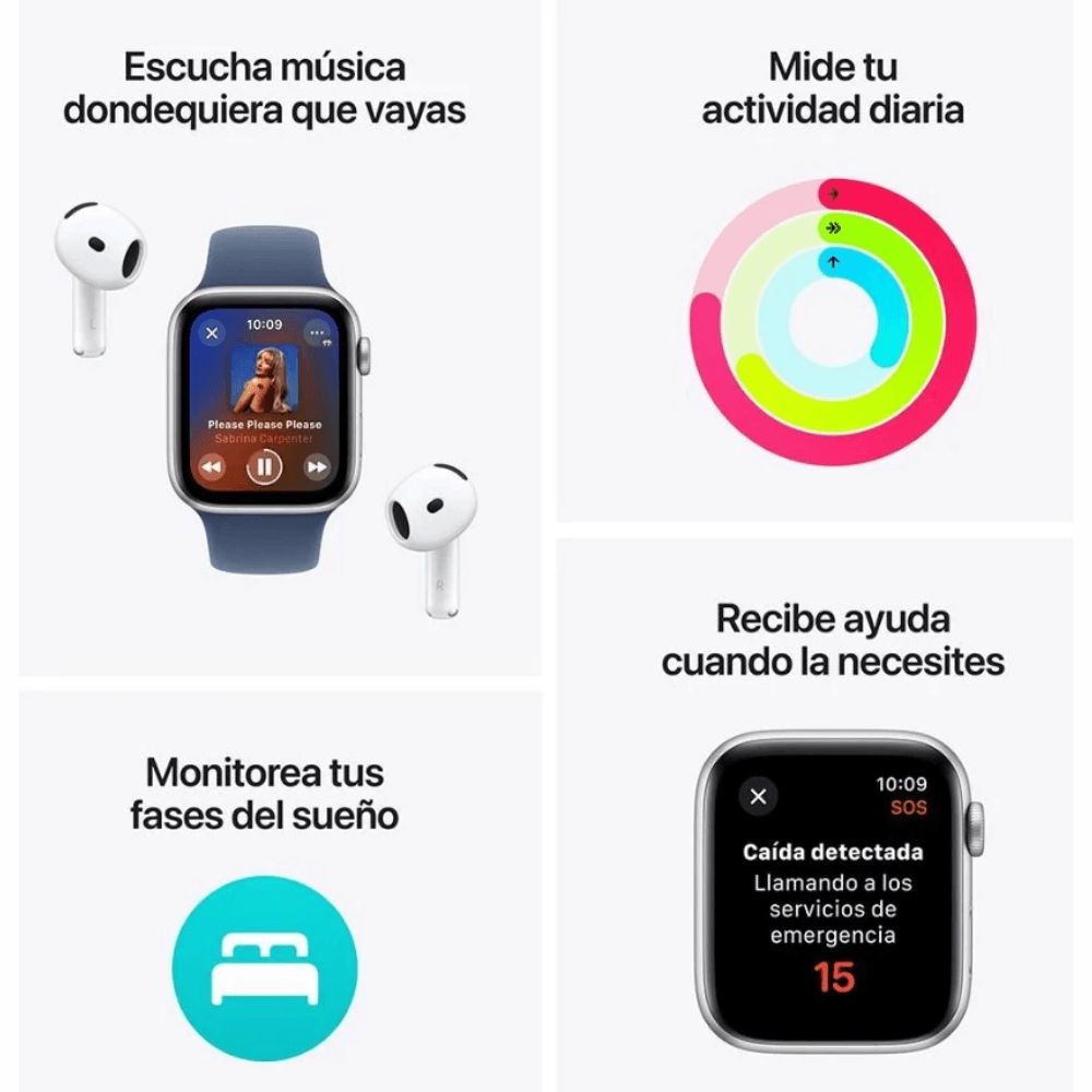 Imagen 2 del producto Apple Watch SE 2da generación, Retina LTPO OLED 40 mm, hasta 18 horas, correa Sport Loop negro S/M, midnight