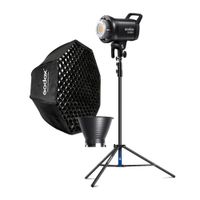 Kit de iluminación: Luz continua Godox SL60IID, con pararante, softbox FW120