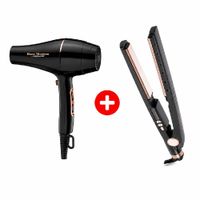 Set Babyliss Pro Rose Gold: secadora 2000W y plancha iónica 32 mm, Nano Titanium