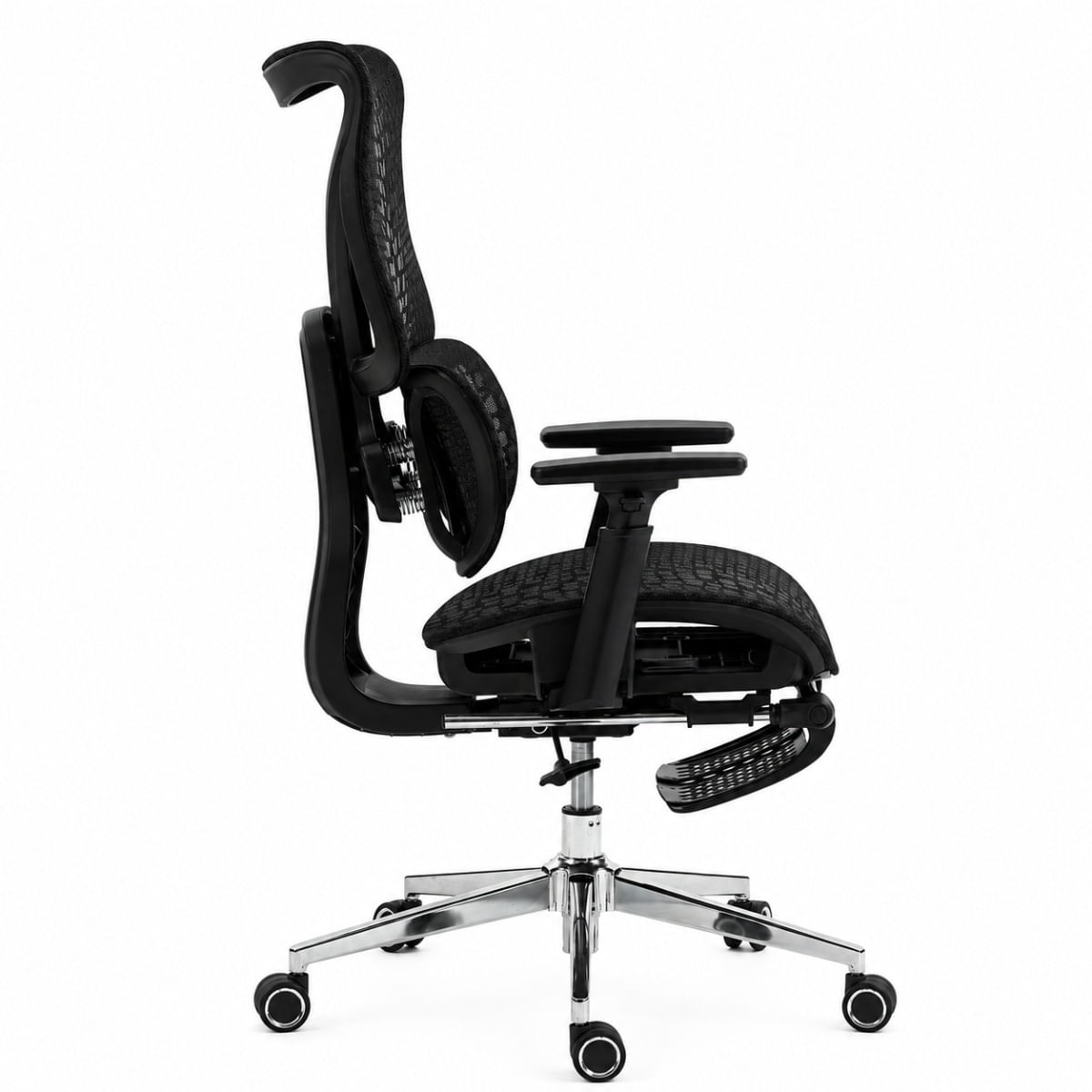 Imagen 2 del producto Silla ergonómica Haven D100 Pro, doble soporte lumbar, reclinable 145°, reposapiés, negro