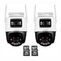 Kit 2 cámaras de seguridad Imou Cruiser Dual 10MP (5MP + 5MP), visión 360°, visión nocturna a color 30 m, IP66, blanco + 2 Micro SD 64GB