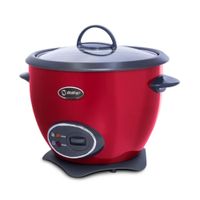 Olla arrocera Miray OM-T337R 1.5L, 500W, antiadherente, tapa de vidrio, rojo
