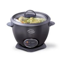Olla arrocera Miray OM-T337N 1.5L, 500W, antiadherente, tapa de vidrio, negro