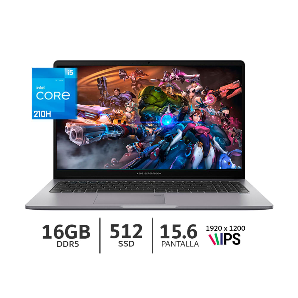 Imagen 2 del producto Laptop Asus 90NX0881-M02P90 15.6"", Intel Core i5, 512GB SSD, 16GB RAM, FreeDos - sin Sistema Operativo, plateado