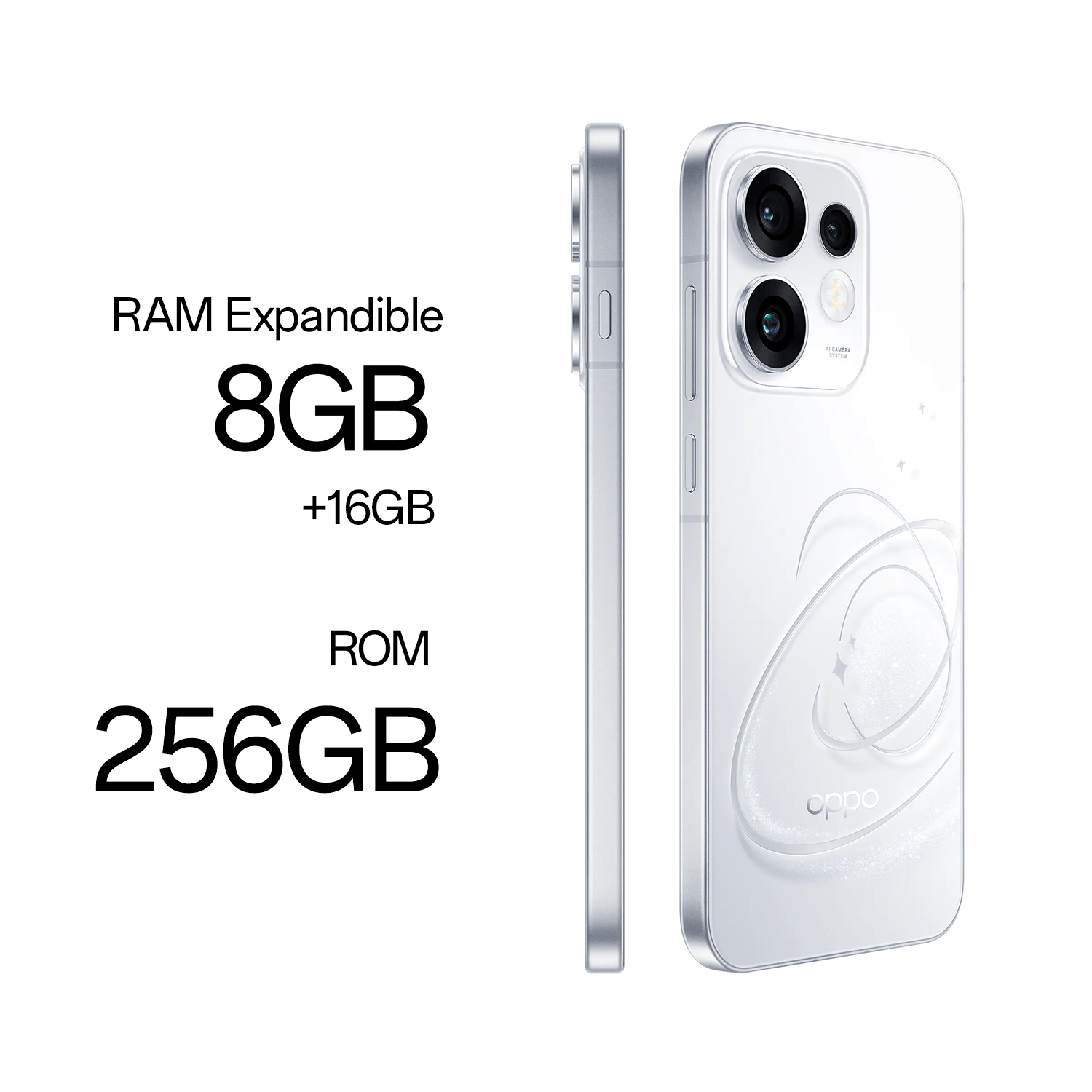 Imagen 2 del producto Celular Oppo Reno16 5G 256GB, 8GB RAM, cámara 50MP y frontal 50MP, pantalla 6.32"", blanco