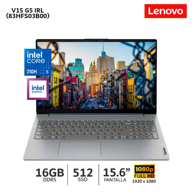 Imagen 2 del producto Laptop Lenovo V15 G5 IRL 15.6"" FHD, Intel Core 5 210H, 16GB RAM, SSD 512GB, negro