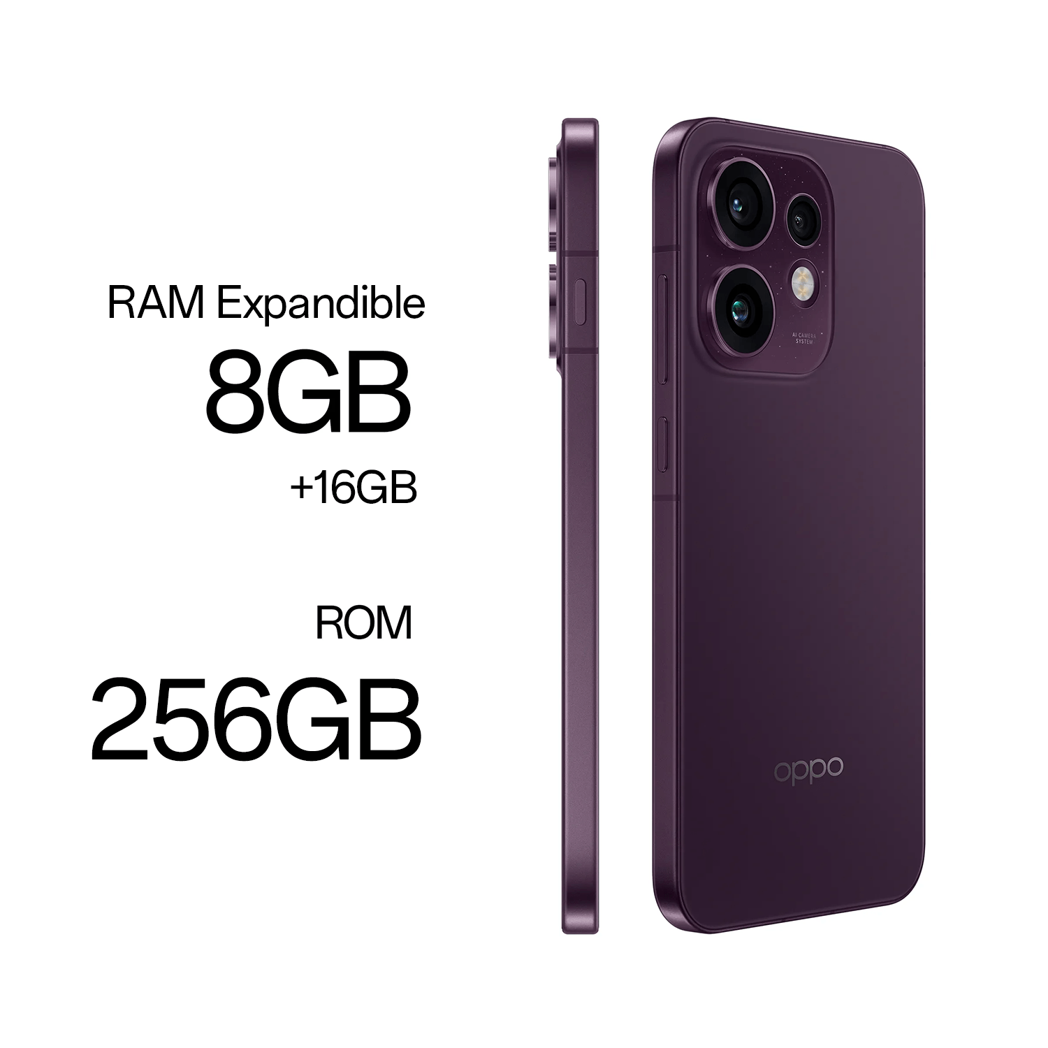 Imagen 2 del producto Celular Oppo Reno16 5G 256GB, 8GB RAM, cámara 50MP y frontal 50MP, pantalla 6.32"", vino