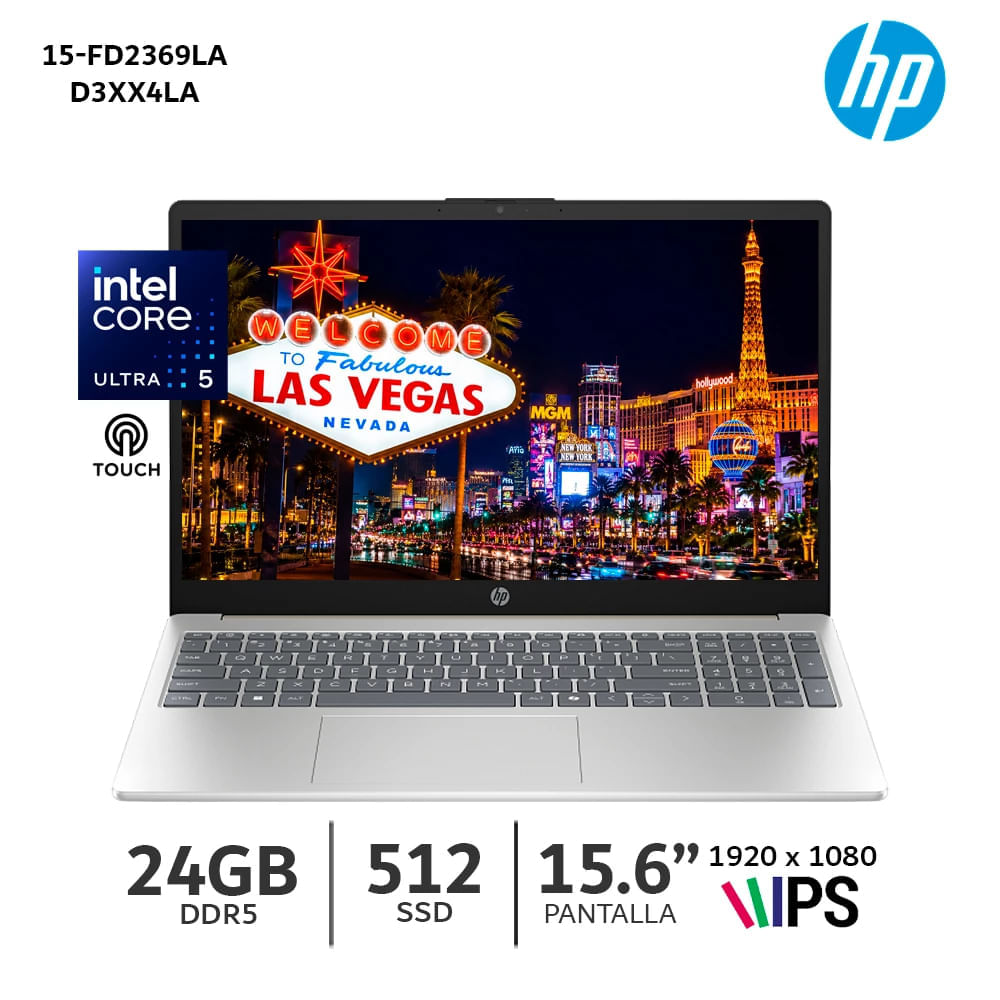 Imagen 2 del producto Laptop HP 15-fd2369la 15.6"", Intel Core Ultra 5 225U, 512GB SSD, 24GB RAM, FreeDos - sin Sistema Operativo, natural silver (D3XX4LAABM)