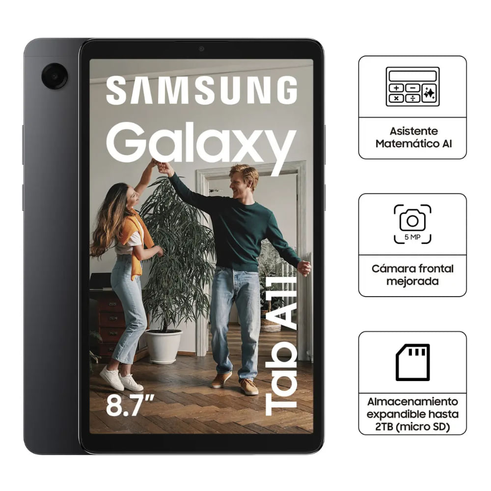 Imagen 2 del producto Tablet Samsung Galaxy Tab A11 8.7"", 64GB, 4GB RAM, cámara principal 8MP y frontal 5MP, 5100 mAh, Octa-Core, gray (SM-X133NZAAPEO)