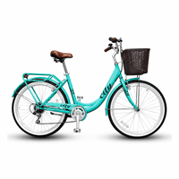 Bicicleta urbana Jafi Selene aro 26"", 7 velocidades Shimano Revoshift, asiento regulable, verde