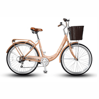 Bicicleta urbana Jafi Selene aro 26"", 7 velocidades Shimano Revoshift, asiento regulable, marrón