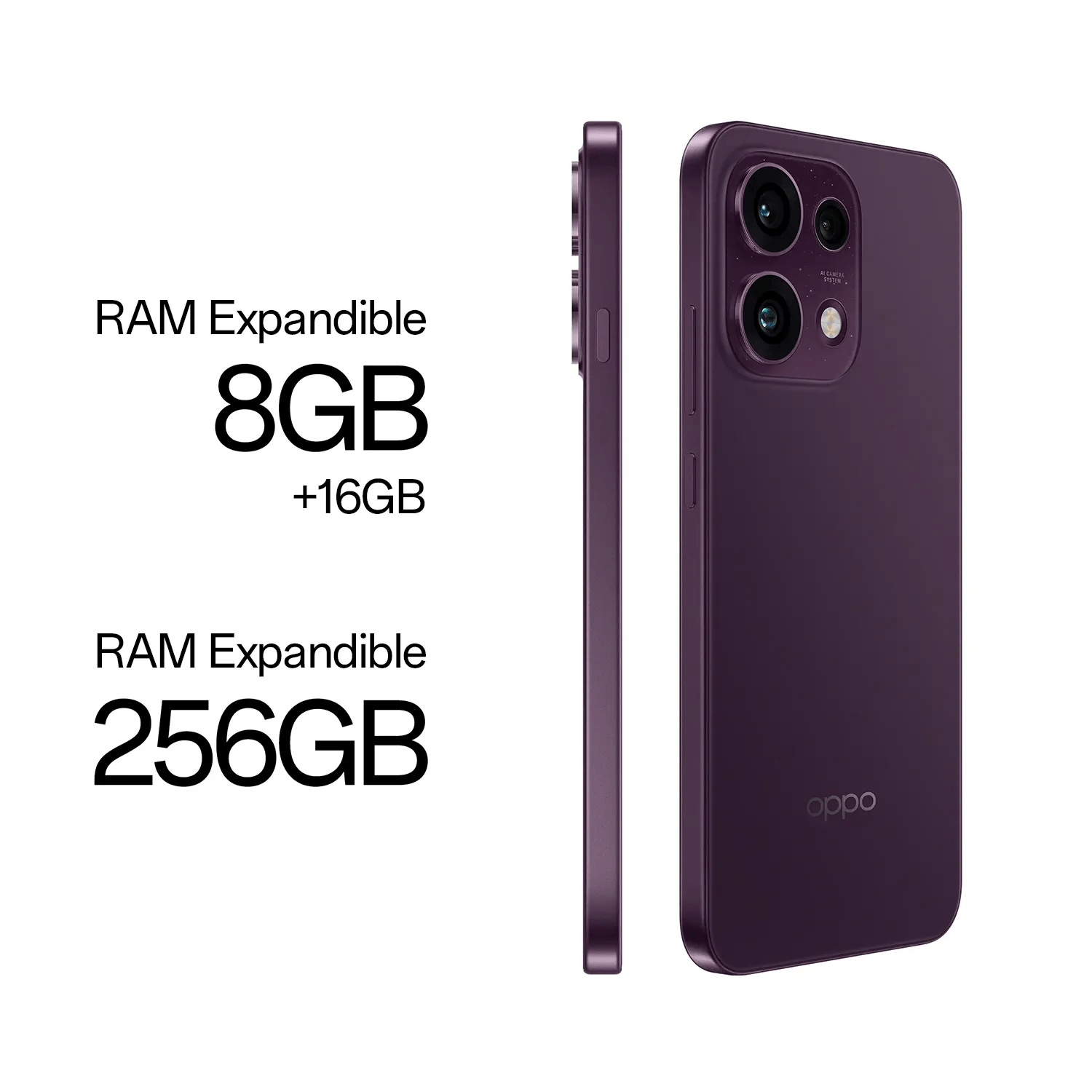 Imagen 2 del producto Celular Oppo Reno16 F 5G 256GB, 8GB RAM, cámara 50MP y frontal 50MP, pantalla 6.57"", vino
