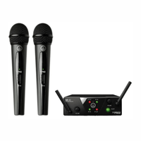 Pack 2 micrófonos inalámbricos AKG WMS40 Mini Dual Vocal, UHF, cardioide, 537.500 MHz, hasta 20 m, negro