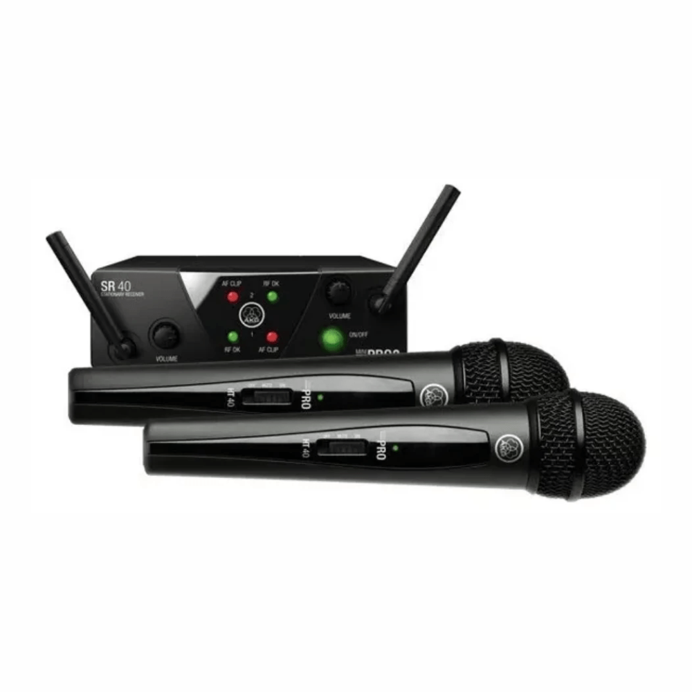 Imagen 2 del producto Pack 2 micrófonos inalámbricos AKG WMS40 Mini Dual Vocal, UHF, cardioide, 537.500 MHz, hasta 20 m, negro