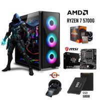 Computadora PC Gamer AMD Ryzen 7 5700G, 16GB RAM, SSD 500GB, gráficos Radeon, case 500W, negro