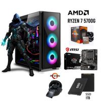 Computadora PC Gamer AMD Ryzen 7 5700G, 16GB RAM, SSD 1TB, gráficos Radeon, case 500W, negro