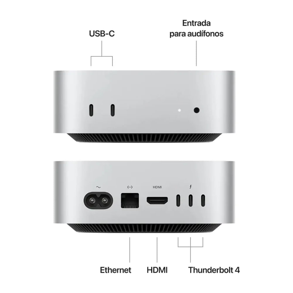 Imagen 2 del producto Computadora de escritorio Mac Mini Chip M4, 512GB SSD, 16GB RAM, macOS, gris