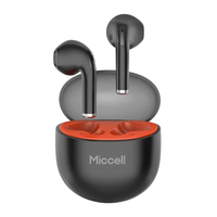 Audífonos Bluetooth true wireless Miccell BH12 in-ear, hasta 30 horas de reproducción, negro