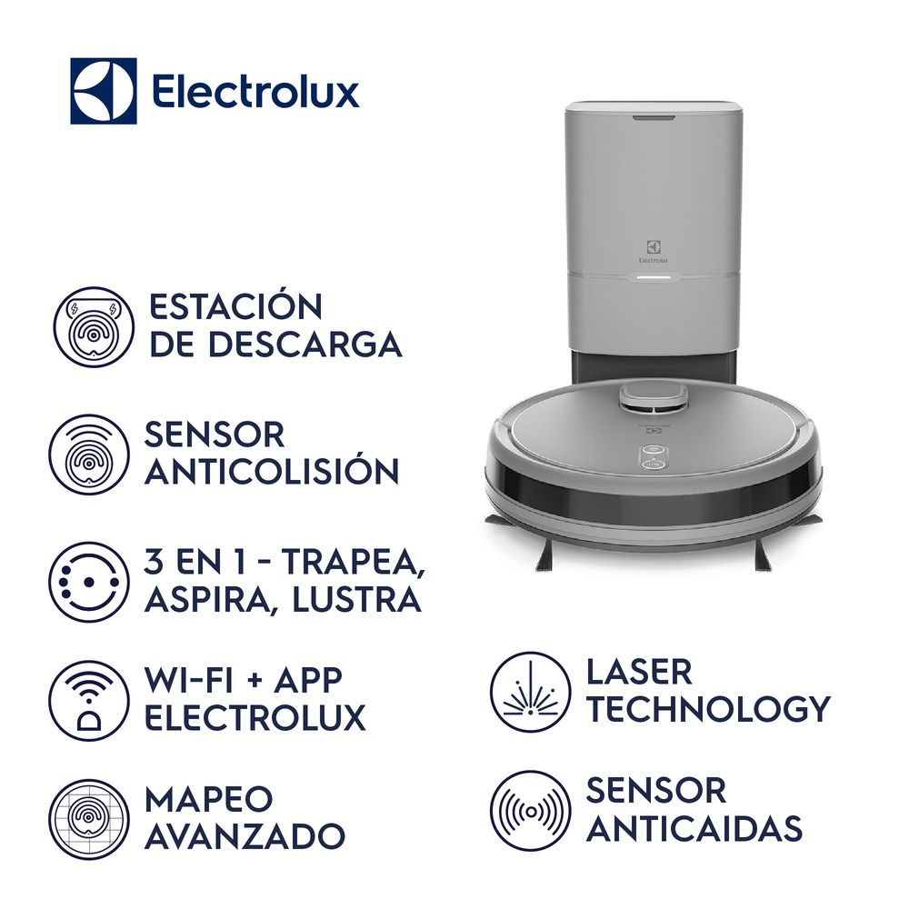 Imagen 2 del producto Aspiradora robot 3 en 1 Electrolux ERB80, Wi-Fi, mapeo láser, aspira, barre y trapea