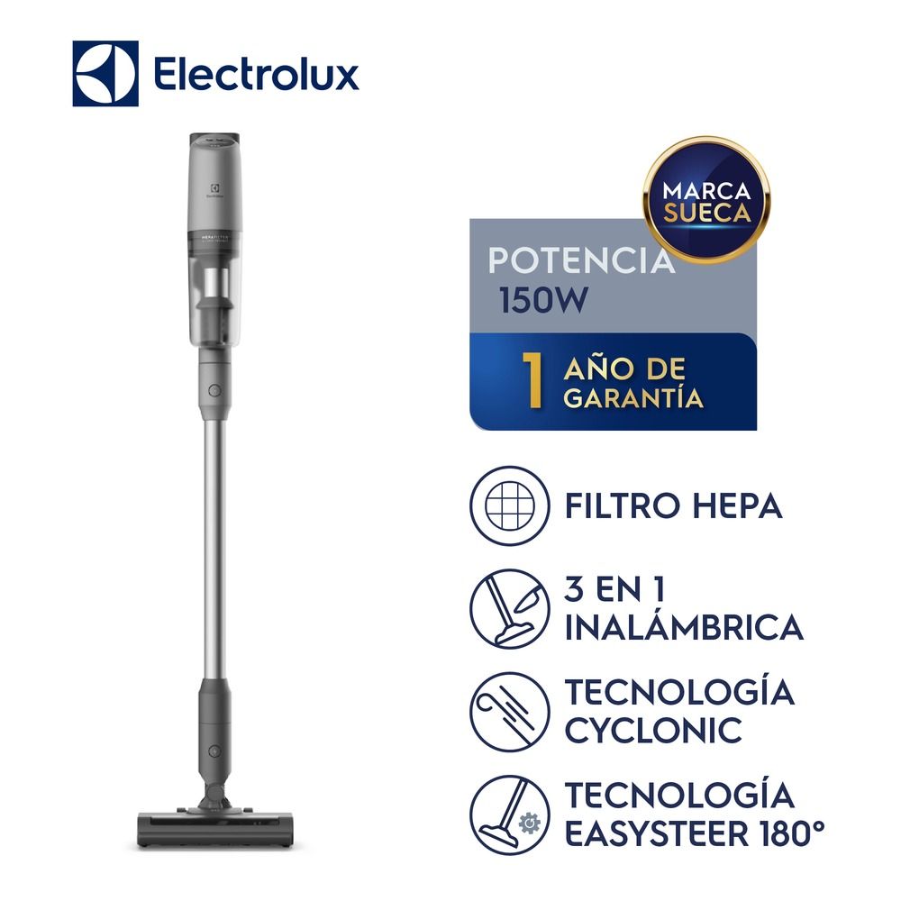 Imagen 2 del producto Aspiradora inalámbrica 3 en 1 Electrolux PTEC100, 150W, filtro HEPA, batería de litio, pantalla digital